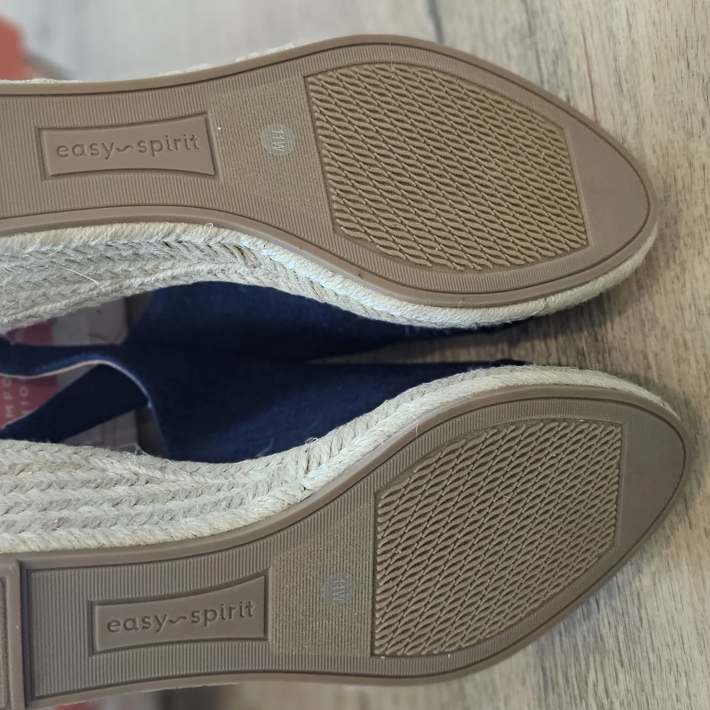 Easy Spirit Navy Canvas Slingback Espadrille Wedge